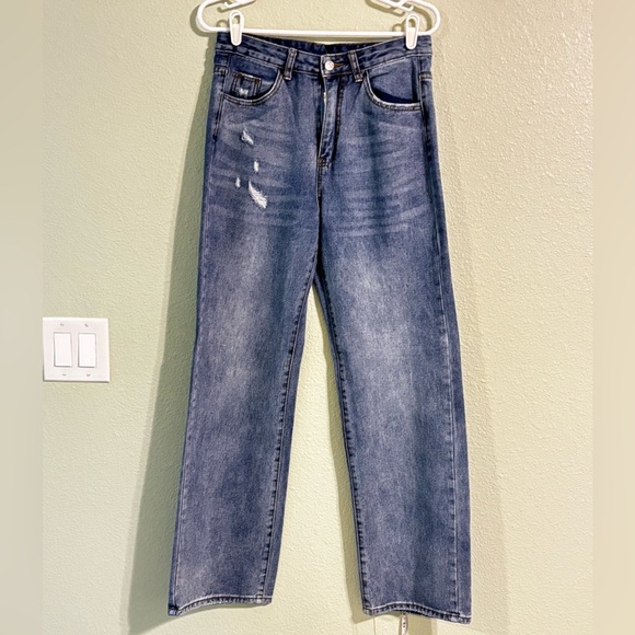 SHEIN Other - SHEIN Distressed Blue Straight Jeans